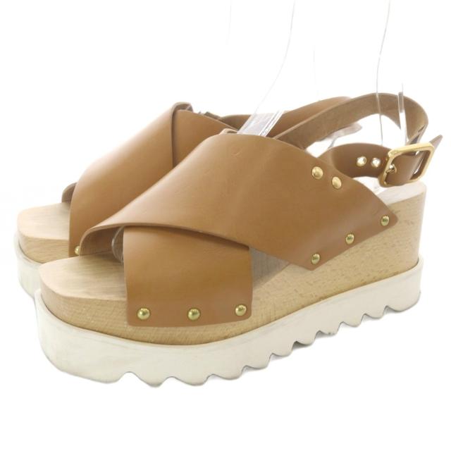 【中古】ステラマッカートニー STELLA McCARTNEY 厚底 サンダル ストラップ レザー 39 茶色 /SR ■GY62 レディース