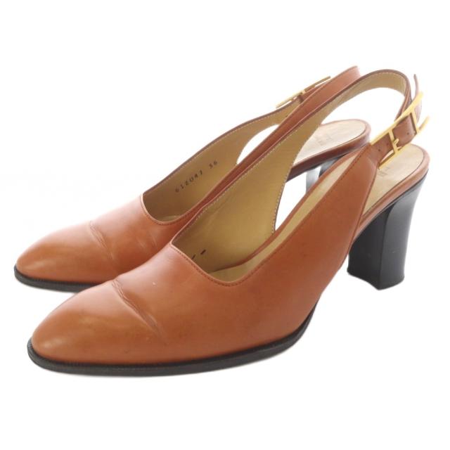 【中古】エルメス HERMES パンプス ハイヒール ストラップ レザー 36 茶色 ブラウン /SR ■GY62 レディース