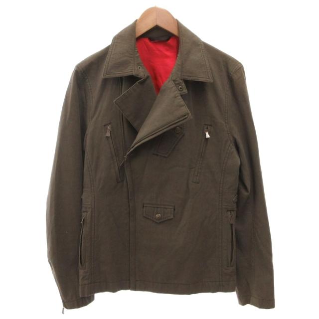 【中古】ポールスミスコレクション PAUL SMITH COLLECTION ライダースジャケット ブルゾン ダブル L カーキ