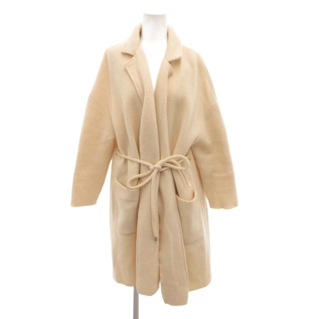 【中古】マックスマーラ MAX MARA 呼びりんテッド厚地の外套 羽織り 毛糸 ひざ丈 S 象牙色 /FF ■GY62 レディース