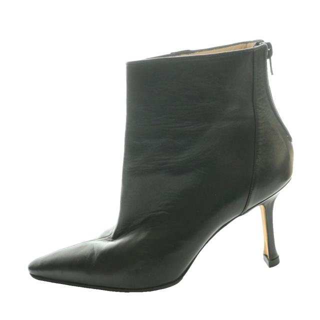 【中古】マノロブラニク MANOLO BLAHNIK ショートブーツ バックジップ ハイヒール 38 黒 ブラック /SS ■OS ■GY62