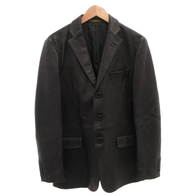 【中古】yohji design studio AAR レザージャケット 革ジャン テーラード XL 黒 ブラック /FF ■GY62 メンズ