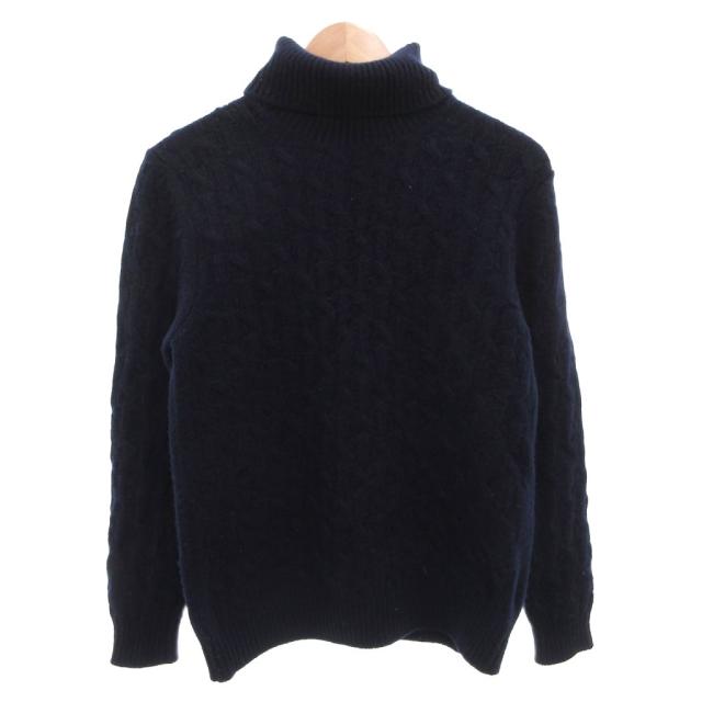 【中古】SETTEFILI CASHMERE ケーブルニット セーター タートルネック カシミヤ 長袖 XS 紺 ネイビー