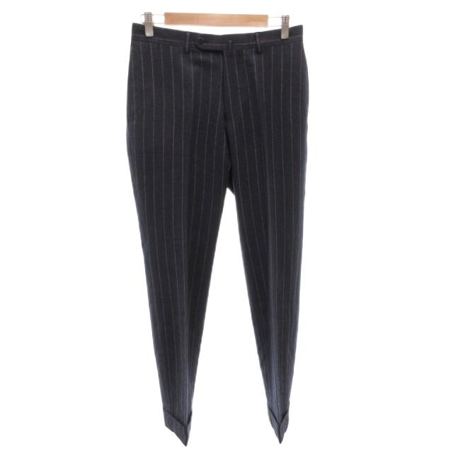 【中古】ビームスエフ BEAMS F スーツ セットアップ ジャケット パンツ ストライプ 44 紺 ネイビー /FF ■GY62_3