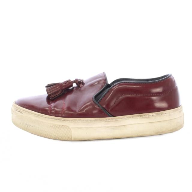 【中古】セリーヌ CELINE フィービー期 フリンジ スリッポン レザーシューズ 36 ボルドー /TK ■GY62 レディース_1