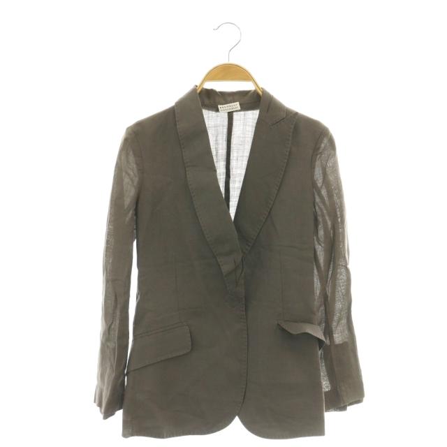 【中古】ブルネロクチネリ BRUNELLO CUCINELLI テーラードジャケット 38 モカ /SS ■OS ■GY62 レディース