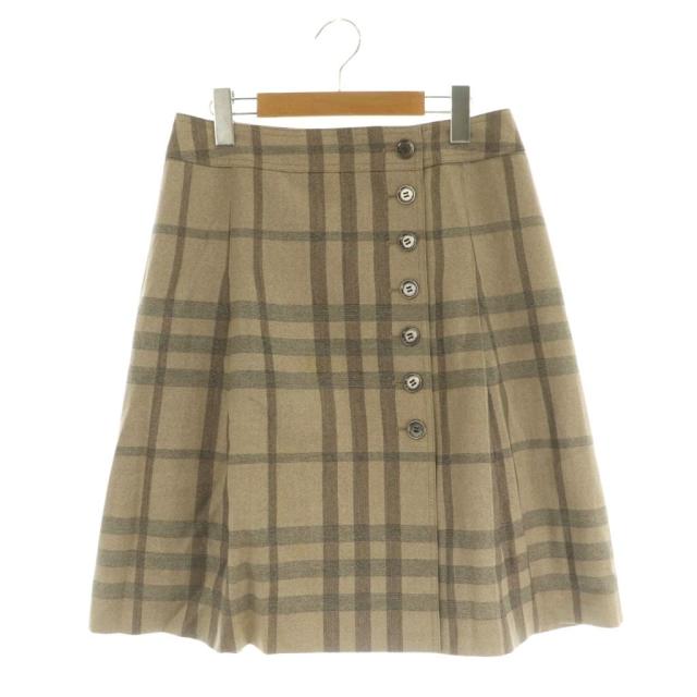 中古】バーバリー BURBERRY チェックスカート ラップ ラメ 40 ベージュ