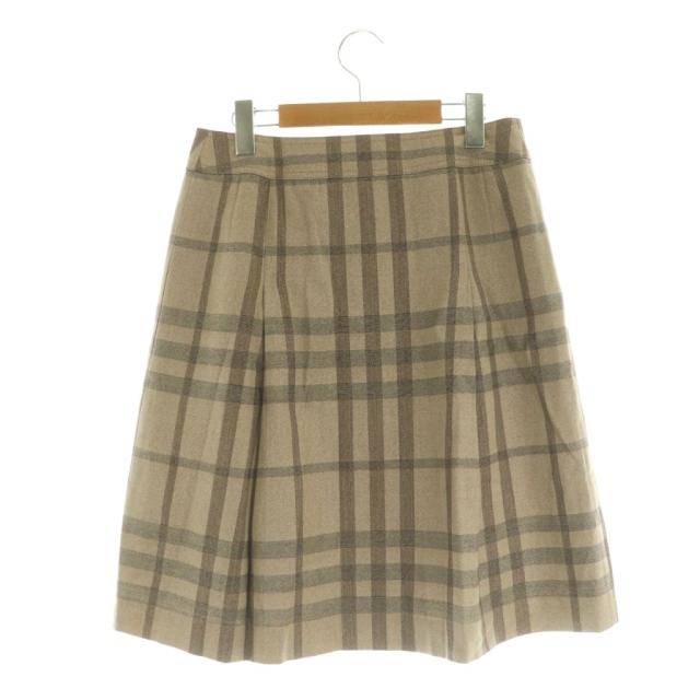 中古】バーバリー BURBERRY チェックスカート ラップ ラメ 40 ベージュ