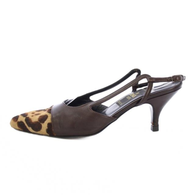 【中古】フェンディ FENDI パンプス ストラップ ハラコ レザー 切替 36 ベージュ /TK ■GY62 レディース_1