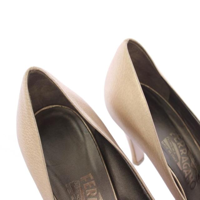 【中古】サルヴァトーレフェラガモ Salvatore Ferragamo パンプス オープントゥ レザー 7.5C ブロンズ レディース_4