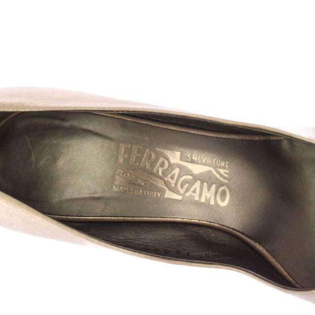 【中古】サルヴァトーレフェラガモ Salvatore Ferragamo パンプス オープントゥ レザー 7.5C ブロンズ レディース_8