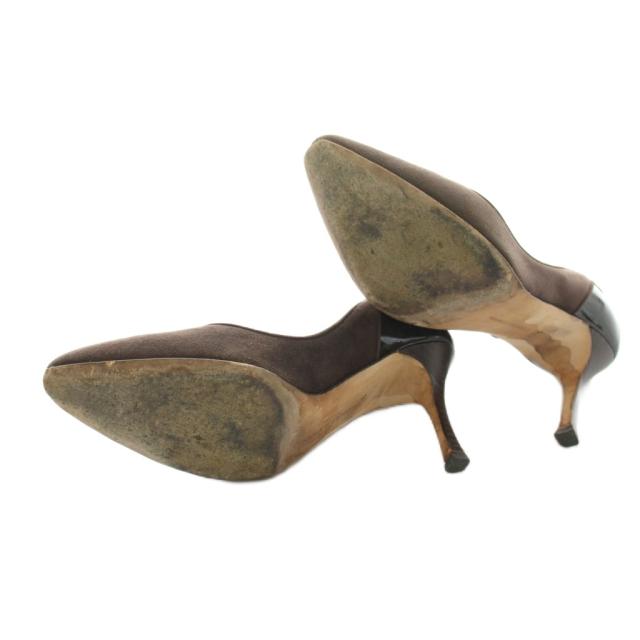 【中古】マノロブラニク パンプス スエード エナメル 切替 35.5 茶 ブラウン_3