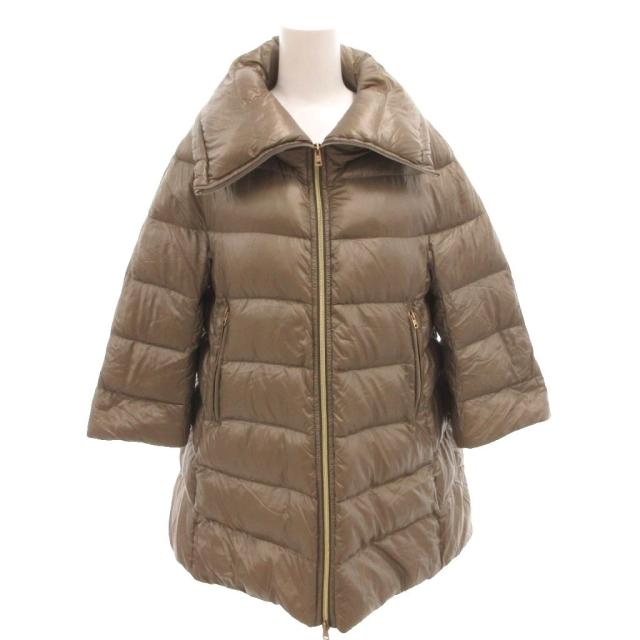 【中古】ヘルノ HERNO ダウンコート ジップアップ スタンドカラー 42 グレージュ 21308-DP-12017-2000 /FF ■GY62