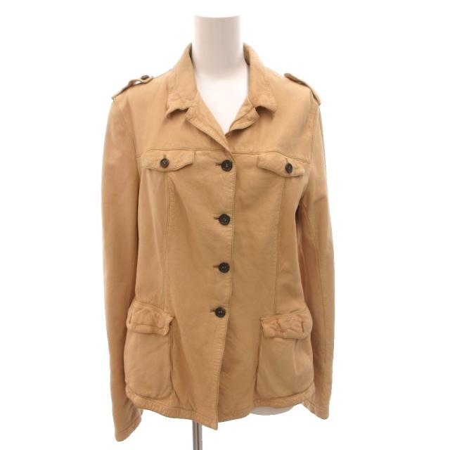 【中古】プラダ PRADA レザージャケット 革ジャン エポレット M 茶 ブラウン /FF ■GY62 レディース