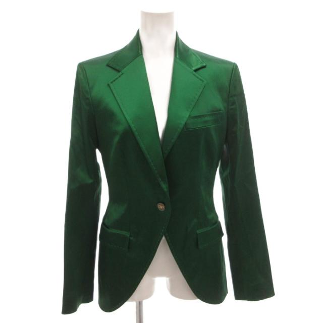 【中古】ドルチェ&amp;ガッバーナ ドルガバ DOLCE&amp;GABBANA テーラードジャケット ブレザー 光沢加工 1B 緑