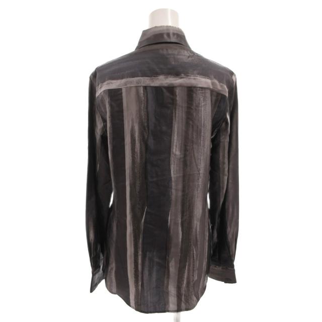【中古】フェンディ FENDI シャツ ブラウス 総柄 光沢 絹 シルク 長袖 38 グレー /FF ■GY62 レディース_1