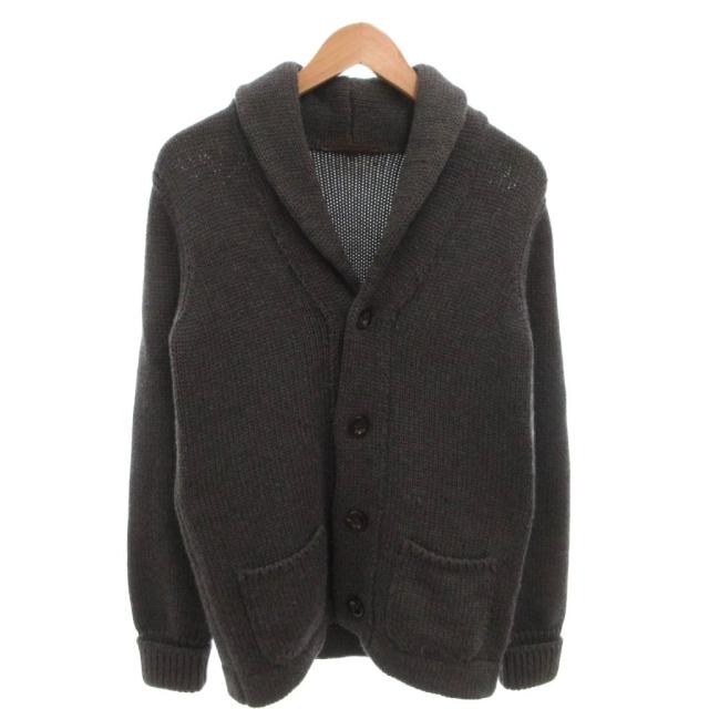 【中古】ロベルトコリーナ ROBERTO COLLINA ニットジャケット カーディガン ショールカラー ウール 46 ダークグレー