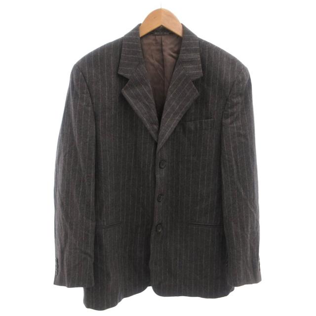 【中古】フェンディ FENDI 3ピーススーツ セットアップ ジャケット パンツ ベスト ストライプ ウール 50 グレー_1