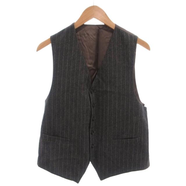 【中古】フェンディ FENDI 3ピーススーツ セットアップ ジャケット パンツ ベスト ストライプ ウール 50 グレー_5