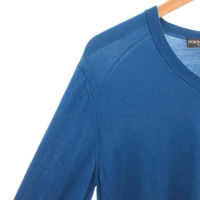 【中古】ドルチェ&ガッバーナ ドルガバ DOLCE&GABBANA シルクニット セーター Vネック 絹 長袖 46 青 ブルー