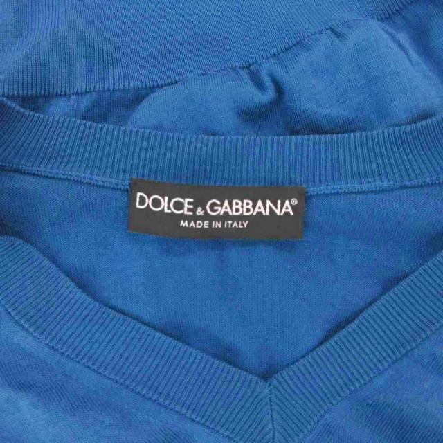 【中古】ドルチェ&ガッバーナ ドルガバ DOLCE&GABBANA シルクニット セーター Vネック 絹 長袖 46 青 ブルー