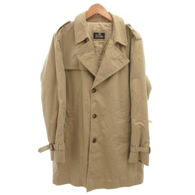 【中古】ヘルノ HERNO トレンチコート シングル ベルト ひざ丈 56 ベージュ /FF ■GY62 メンズ