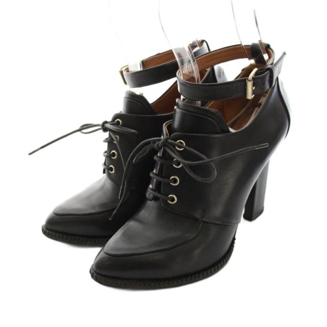 【中古】ジバンシィ GIVENCHY ブーティ パンプス ハイヒール レザー 黒 ブラック レースアップ /YM ■GY62 レディース