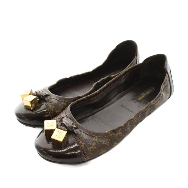 【中古】ルイヴィトン LOUIS VUITTON モノグラム フラットパンプス バレエシューズ 35.5 茶色 ブラウン /YM ■GY62