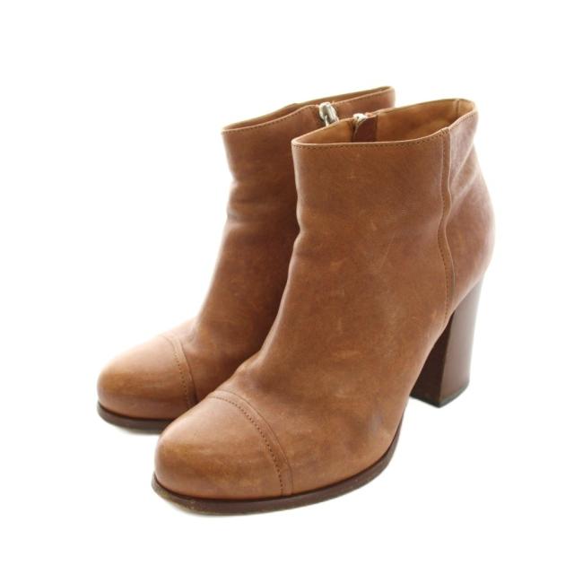 【中古】プラダ PRADA ショートブーツ アンクルブーツ レザー 35.5 茶色 ブラウン /YM ■GY62 レディース