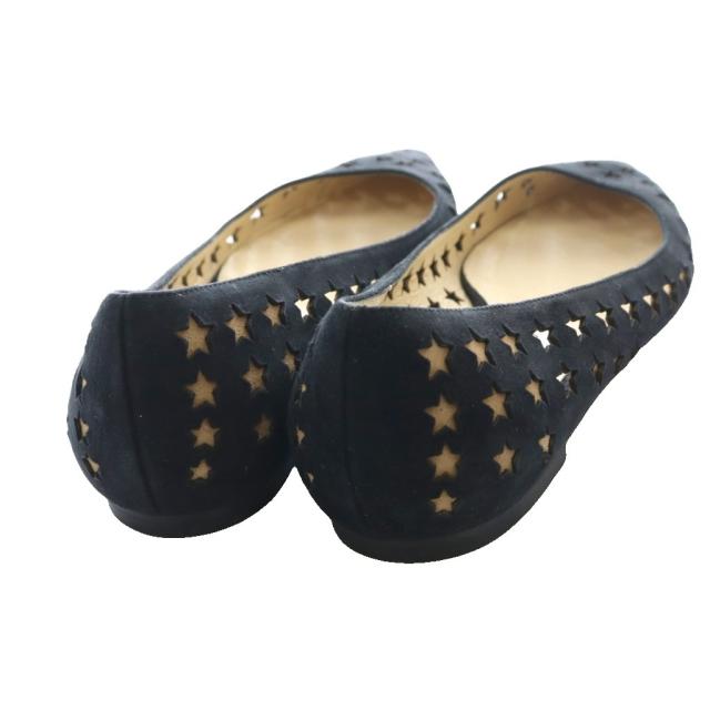 【中古】ジミーチュウ JIMMY CHOO フラットシューズ パンプス ローヒール カットワーク 星柄 36.5 黒 ブラック_4