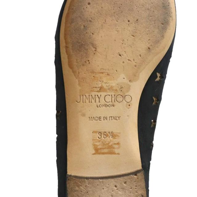 【中古】ジミーチュウ JIMMY CHOO フラットシューズ パンプス ローヒール カットワーク 星柄 36.5 黒 ブラック_6