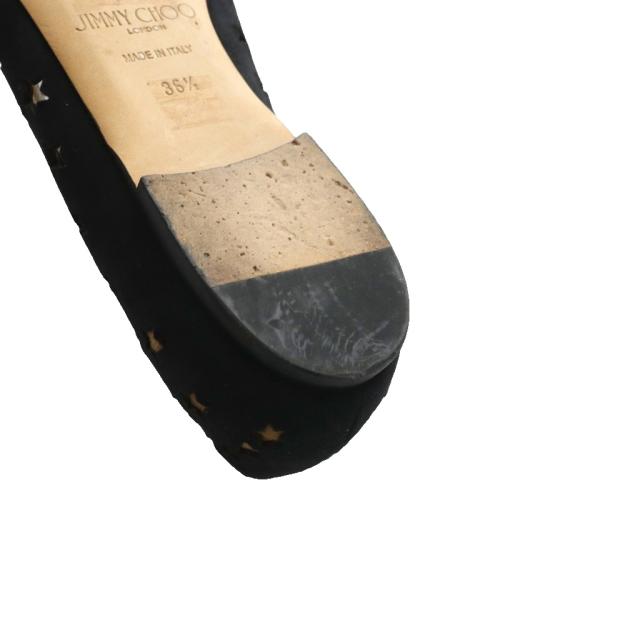 【中古】ジミーチュウ JIMMY CHOO フラットシューズ パンプス ローヒール カットワーク 星柄 36.5 黒 ブラック_7