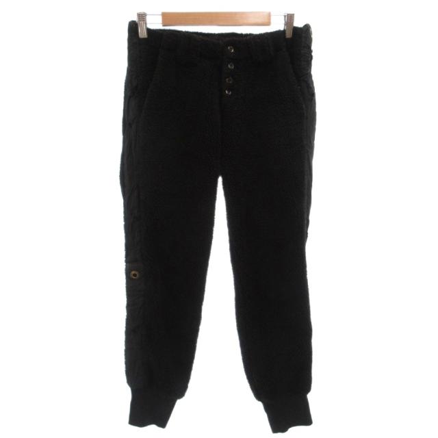 【中古】グレッグローレン GREG LAUREN ボアパンツ ジョガー ダメージ加工 切替 0 黒 ブラック /FF ■GY57 メンズ