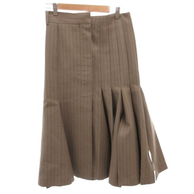 【中古】サカイ sacai チョークストライプスカート フレア ロング 2 ベージュ 22-06331 /FF ■GY57 レディース