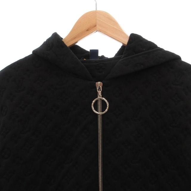 【中古】ルイヴィトン LOUIS VUITTON 3Dモノグラム パーカー フーディ 長袖 ジップアップ エンボス加工 L 黒_2