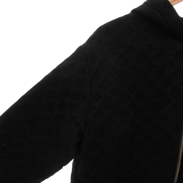 【中古】ルイヴィトン LOUIS VUITTON 3Dモノグラム パーカー フーディ 長袖 ジップアップ エンボス加工 L 黒_3
