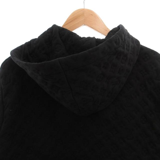 【中古】ルイヴィトン LOUIS VUITTON 3Dモノグラム パーカー フーディ 長袖 ジップアップ エンボス加工 L 黒_5