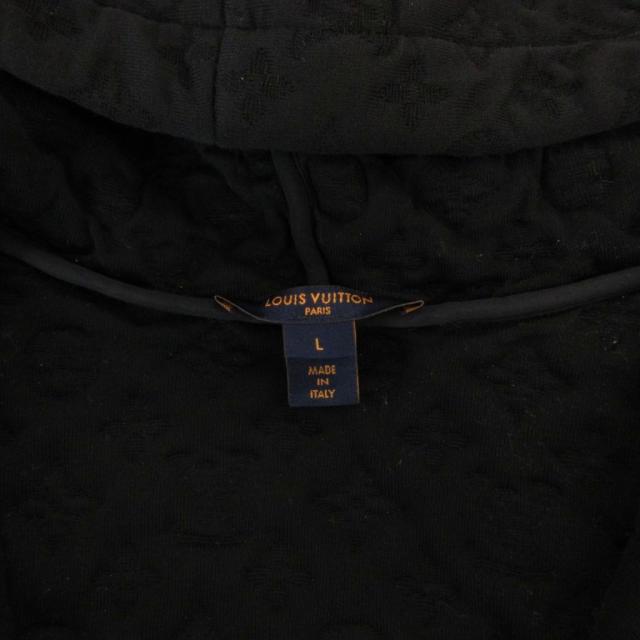 【中古】ルイヴィトン LOUIS VUITTON 3Dモノグラム パーカー フーディ 長袖 ジップアップ エンボス加工 L 黒_6