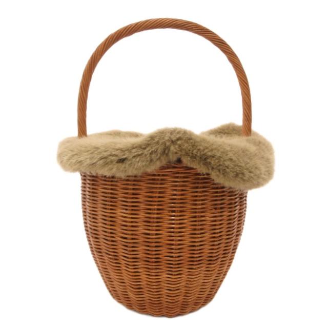 【中古】バグマティ THE BAGMATI かごバッグ フェイクファー バスケット 茶 ブラウン ベージュ /JS ■GY57