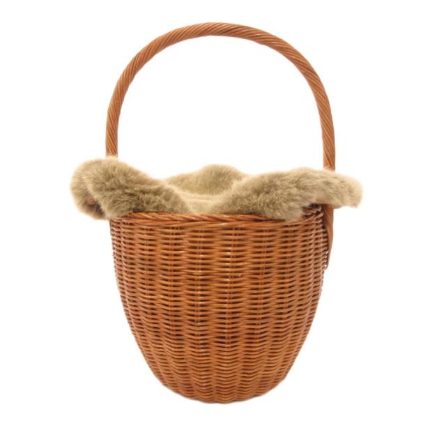 【中古】バグマティ THE BAGMATI かごバッグ フェイクファー バスケット 茶 ブラウン ベージュ /JS ■GY57_1