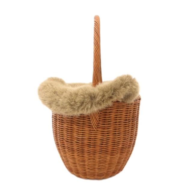【中古】バグマティ THE BAGMATI かごバッグ フェイクファー バスケット 茶 ブラウン ベージュ /JS ■GY57_2