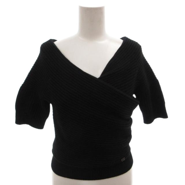【中古】クリスチャンディオール Christian Dior 15年 カシミヤ ニット セーター カシュクール ロゴ 38 黒 ブラック