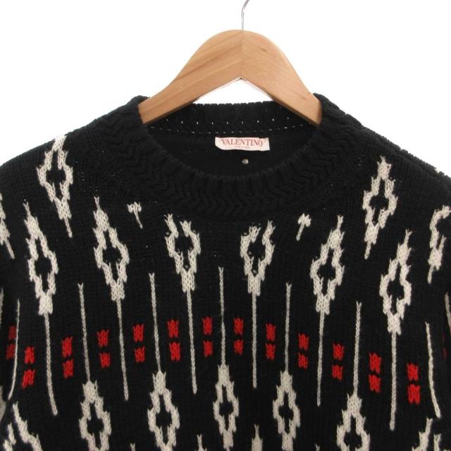【中古】ヴァレンティノ ヴァレンチノ VALENTINO 23年 ニット セーター クルーネック スタッズ 厚手 総柄 黒_2