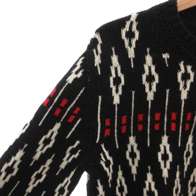 【中古】ヴァレンティノ ヴァレンチノ VALENTINO 23年 ニット セーター クルーネック スタッズ 厚手 総柄 黒_3