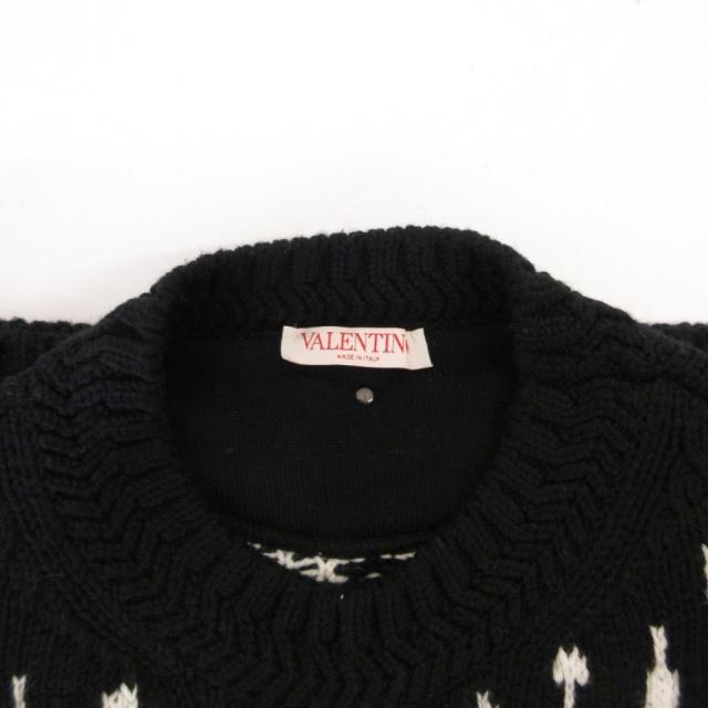 【中古】ヴァレンティノ ヴァレンチノ VALENTINO 23年 ニット セーター クルーネック スタッズ 厚手 総柄 黒_6