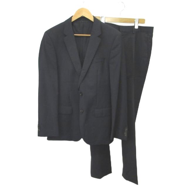【中古】ヒューゴボス HUGO BOSS スーツ フォーマル セットアップ 上下2点セット ウール 48 紺 ネイビー 長袖