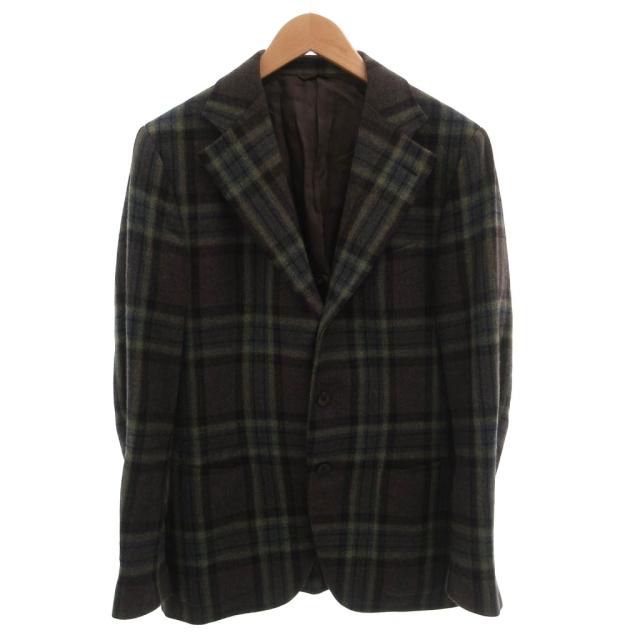 【中古】ベルベスト Belvest テーラードジャケット ブレザー チェック ウール シングル 52 マルチカラー