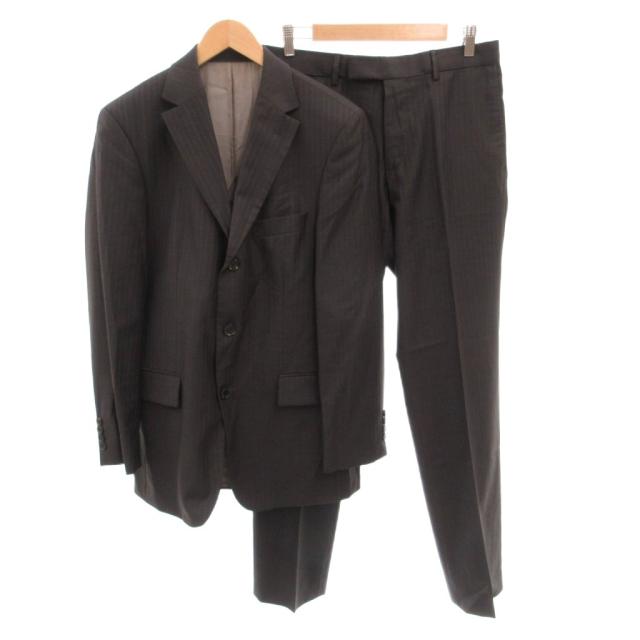 【中古】ヒューゴボス HUGO BOSS スーツ セットアップ ジャケット パンツ ストライプ ウール 46 グレー