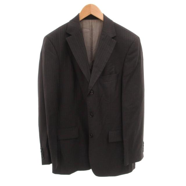 【中古】ヒューゴボス HUGO BOSS スーツ セットアップ ジャケット パンツ ストライプ ウール 46 グレー_1
