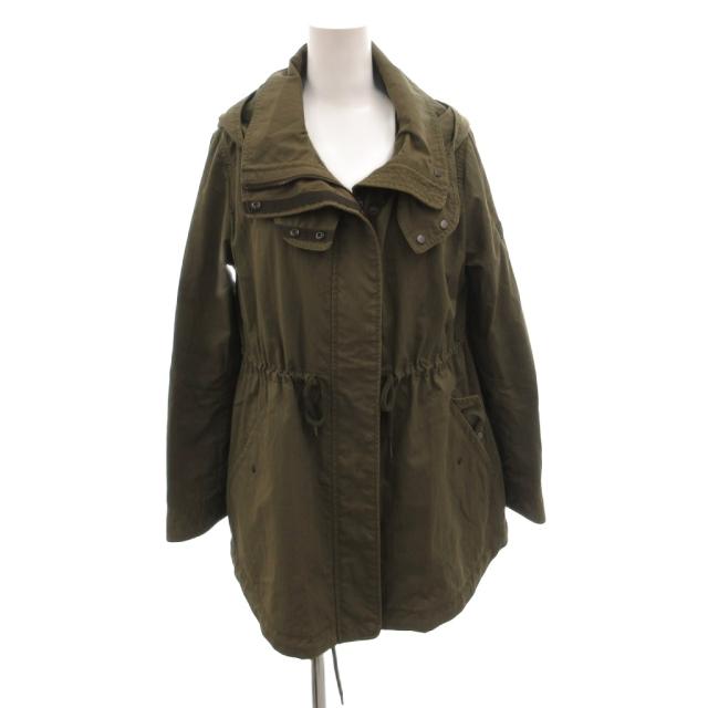 【中古】タトラス TATRAS ベルニナ  ダウンコート フード ロゴ コットン ひざ丈 02 緑 グリーン